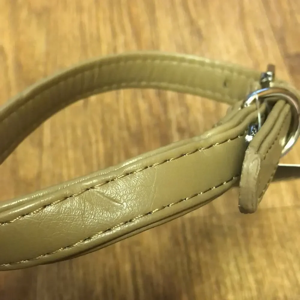 Martha Stewart Tan and Silver Leather Buckle Dog Collar Size 16